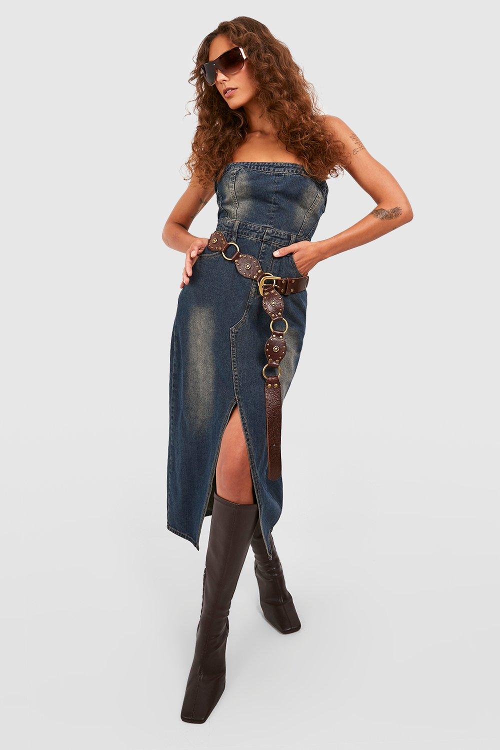 Denim bandeau dress top